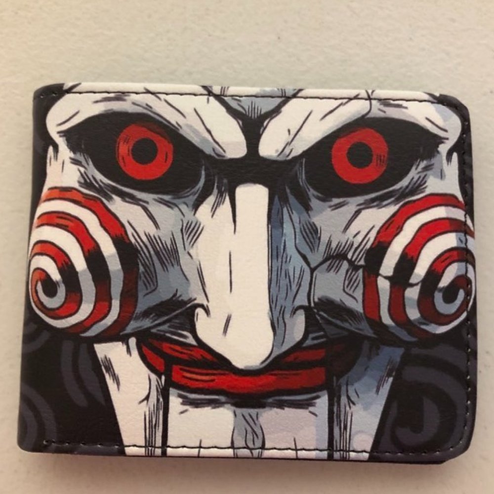 Saw Billy Jigsaw Puppet Faux Leather Wallet Money Holder Black Red